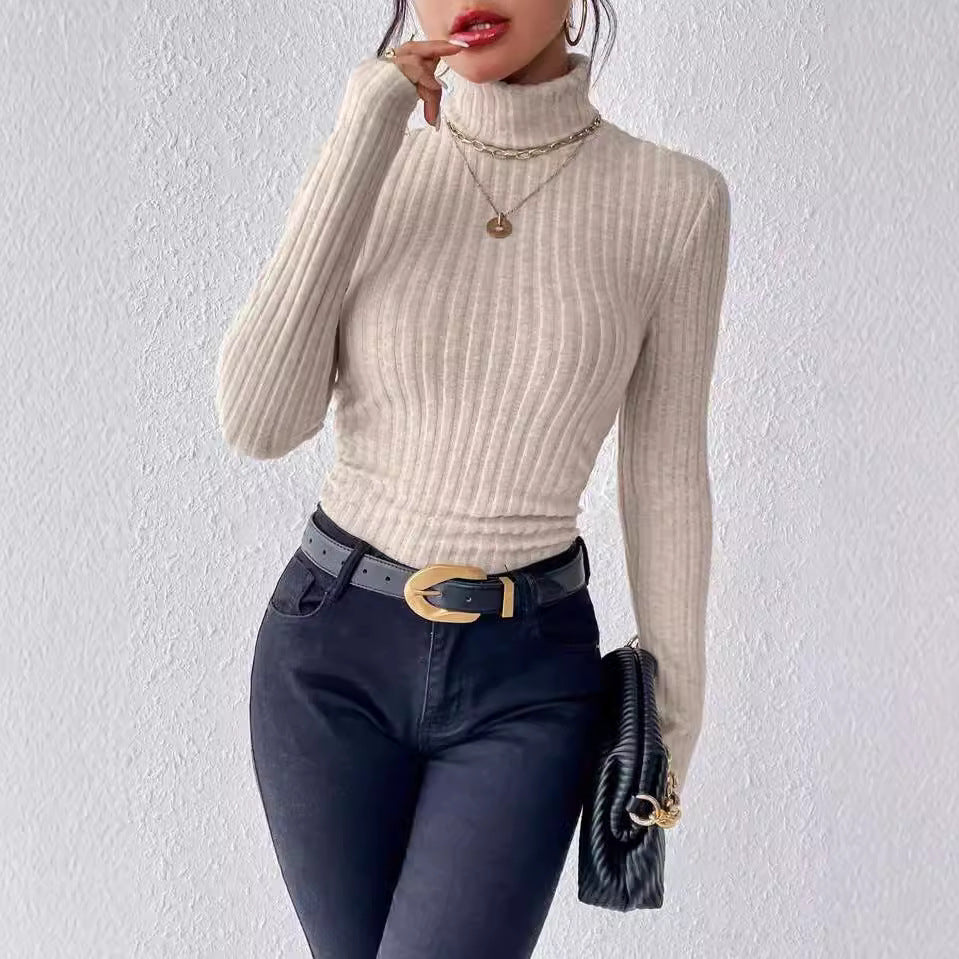 women v neck knitted sweater long sleeve top