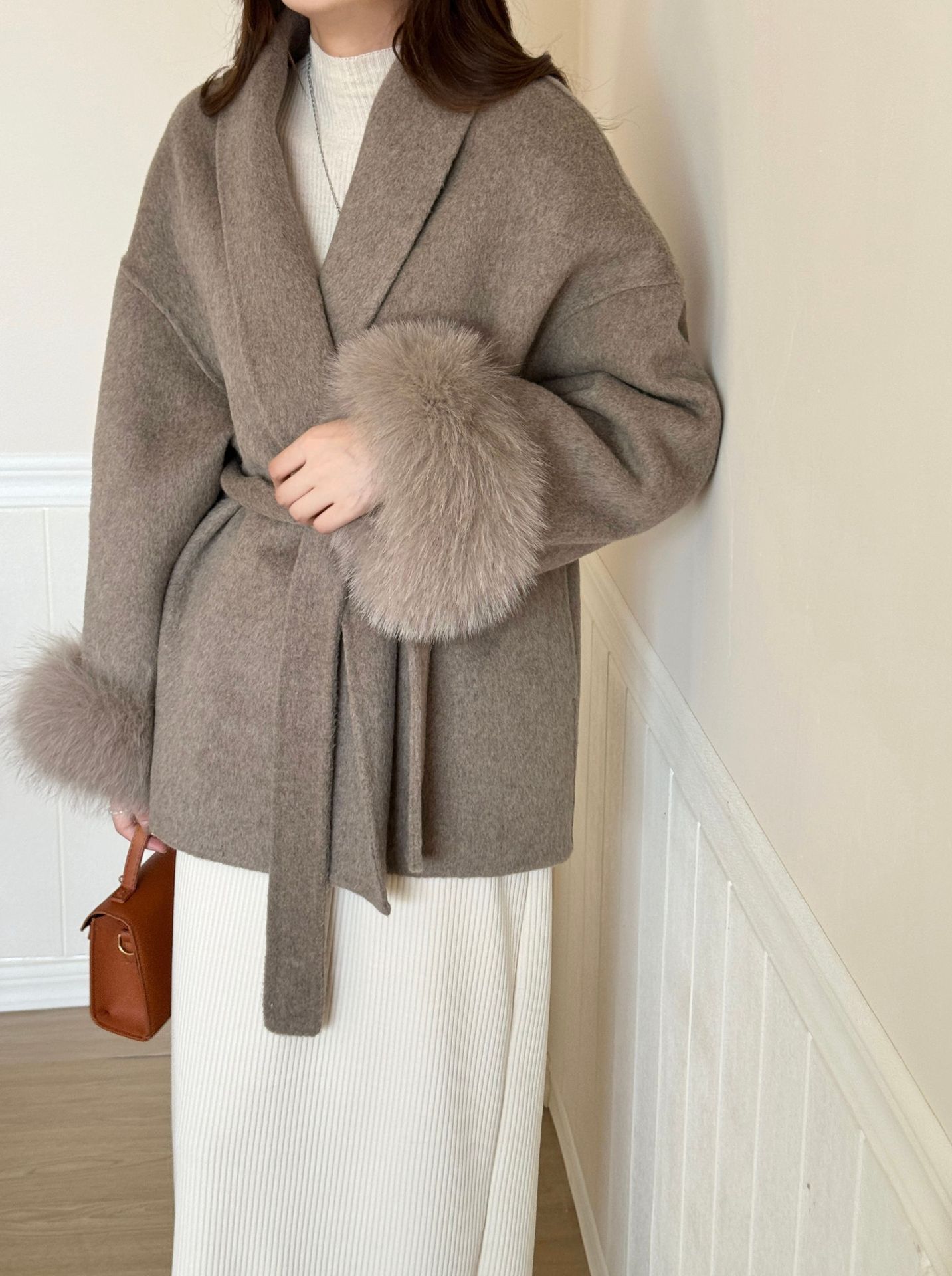 Reversible Cashmere Coat with Tie-Front Detail