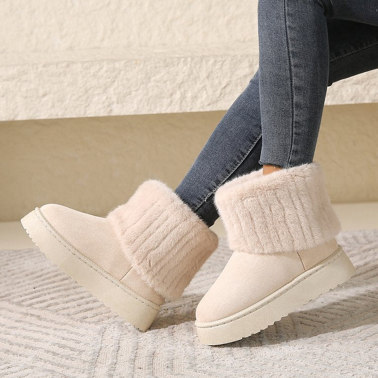 Plush Snow Boots – Thick-Soled Winter Warm Short Shoes
