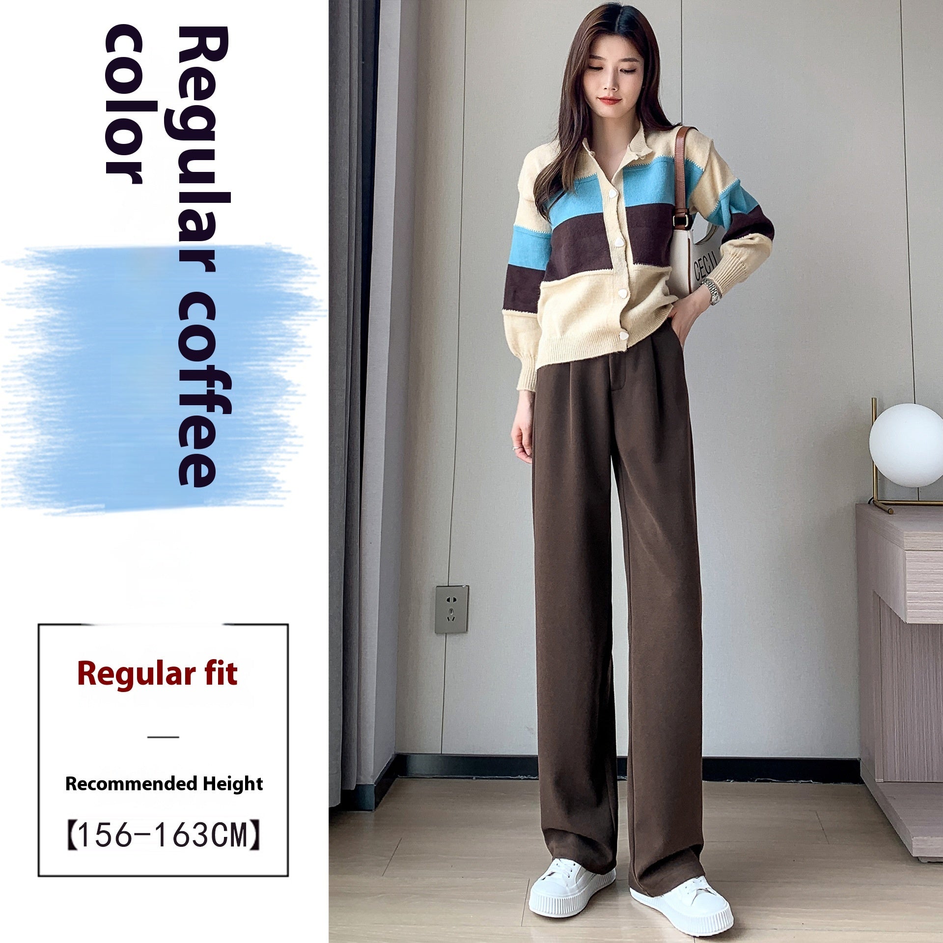 women wool straight leg pants loose casual trousers