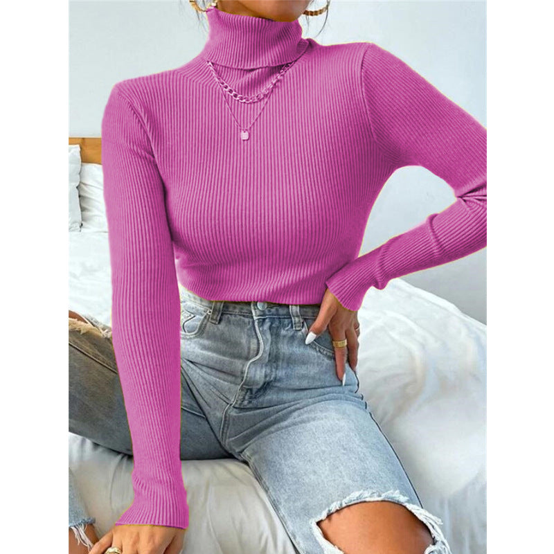 women high neck sweater knitted pullover top