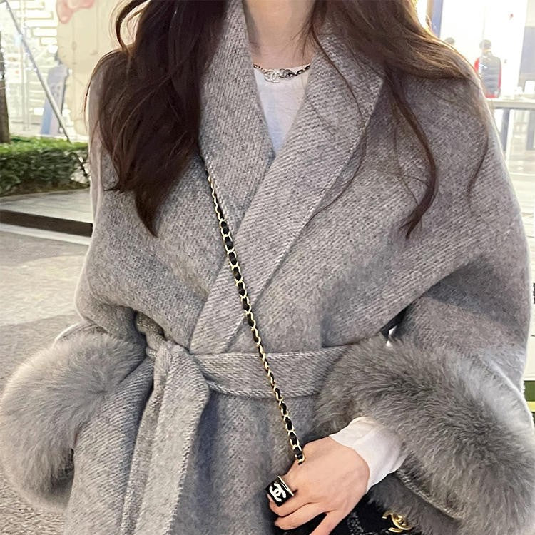 Fox Fur Cashmere Coat – Double-Sided Design