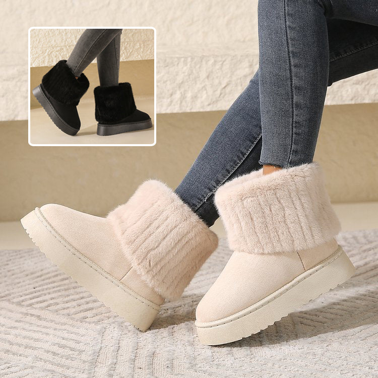 Plush Snow Boots – Thick-Soled Winter Warm Short Shoes