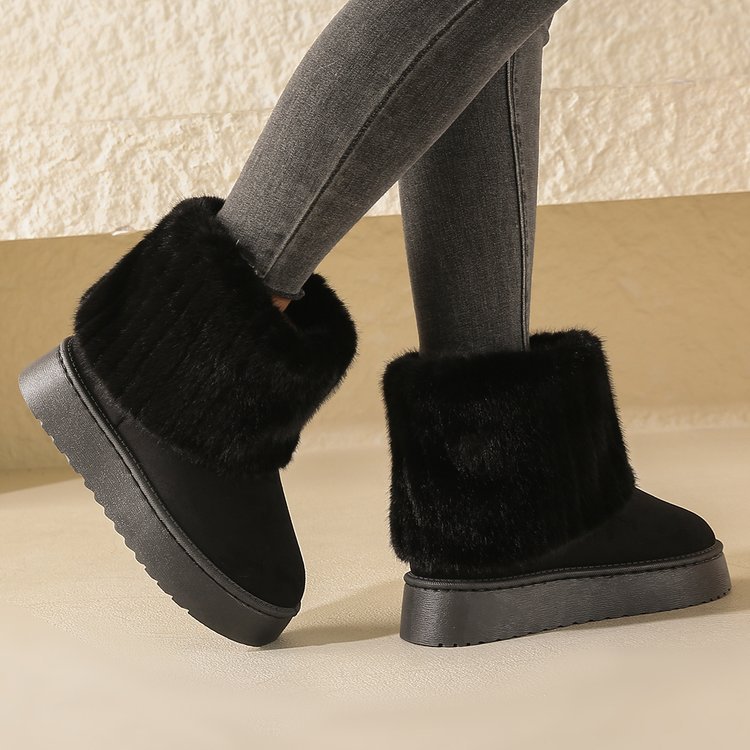 Plush Snow Boots – Thick-Soled Winter Warm Short Shoes