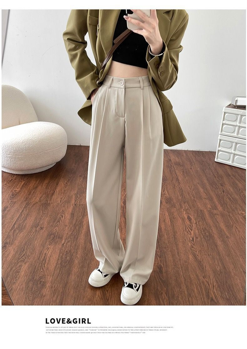 High-Grade Wide Leg Suit Pants – Loose High Waist Straight-Leg