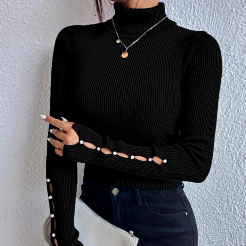 women half turtleneck sweater slim fit knit top
