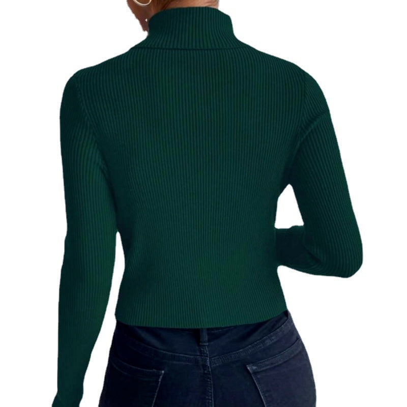 women half turtleneck sweater slim fit knit top