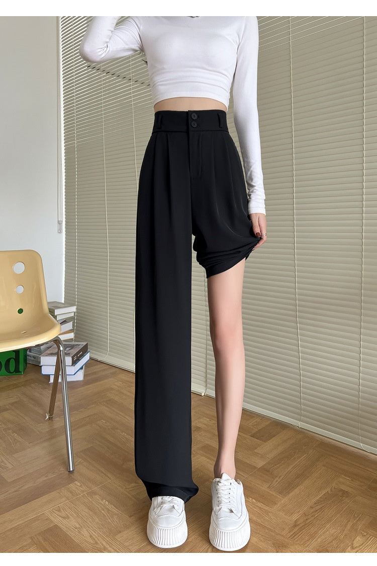 women wide leg suit pants high waist loose trousers