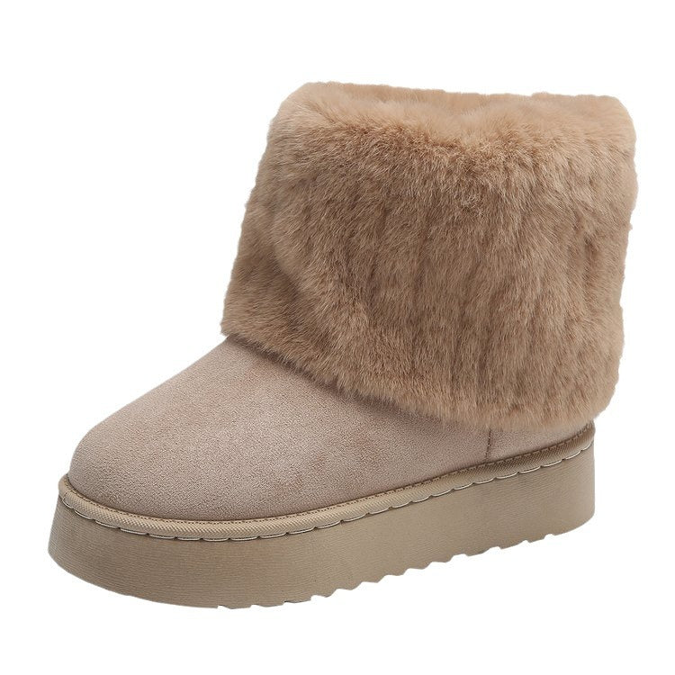 Plush Snow Boots – Thick-Soled Winter Warm Short Shoes