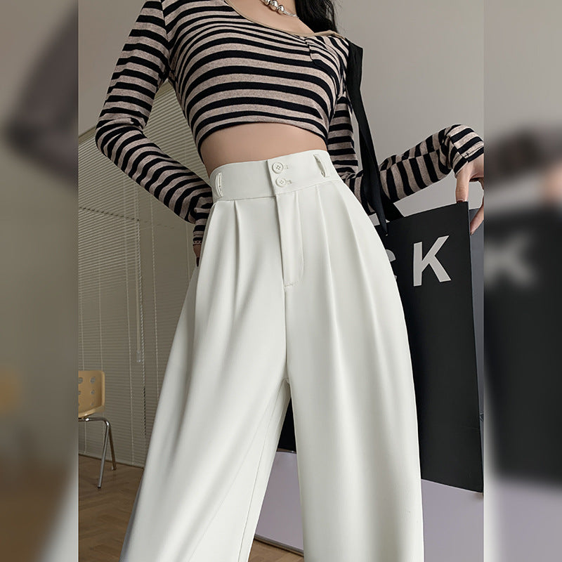 women wide leg suit pants high waist loose trousers