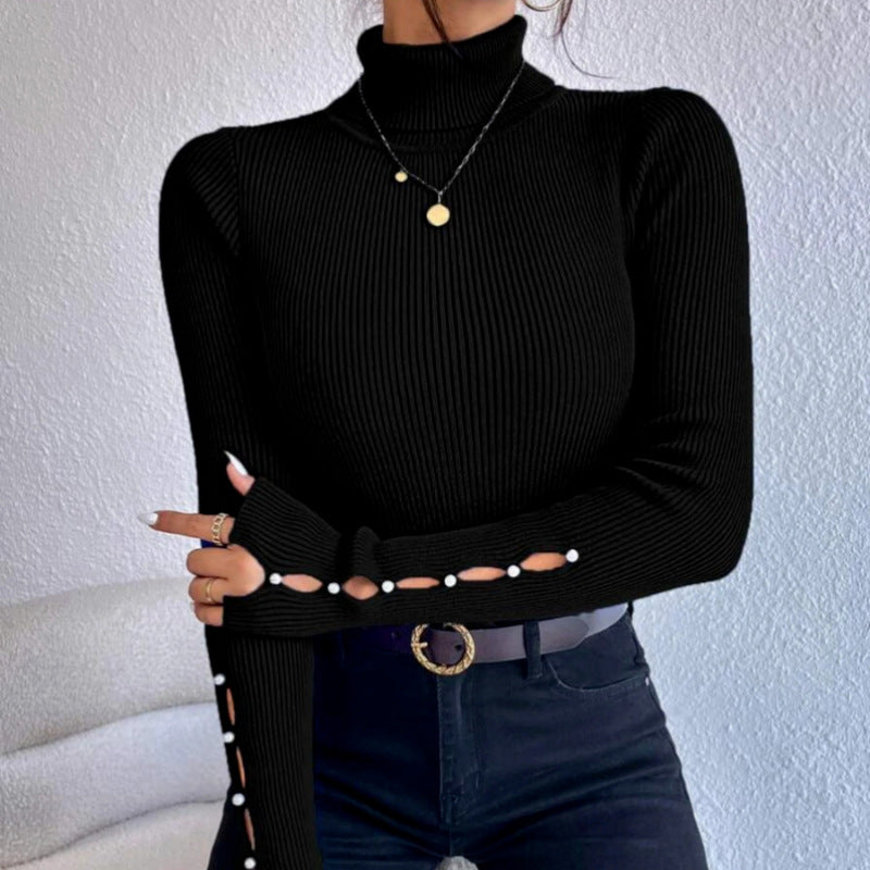 women half turtleneck sweater slim fit knit top