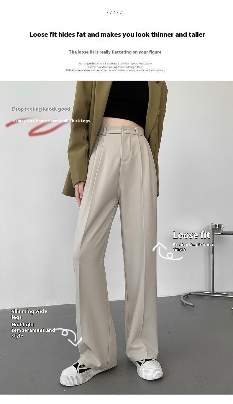 High-Grade Wide Leg Suit Pants – Loose High Waist Straight-Leg