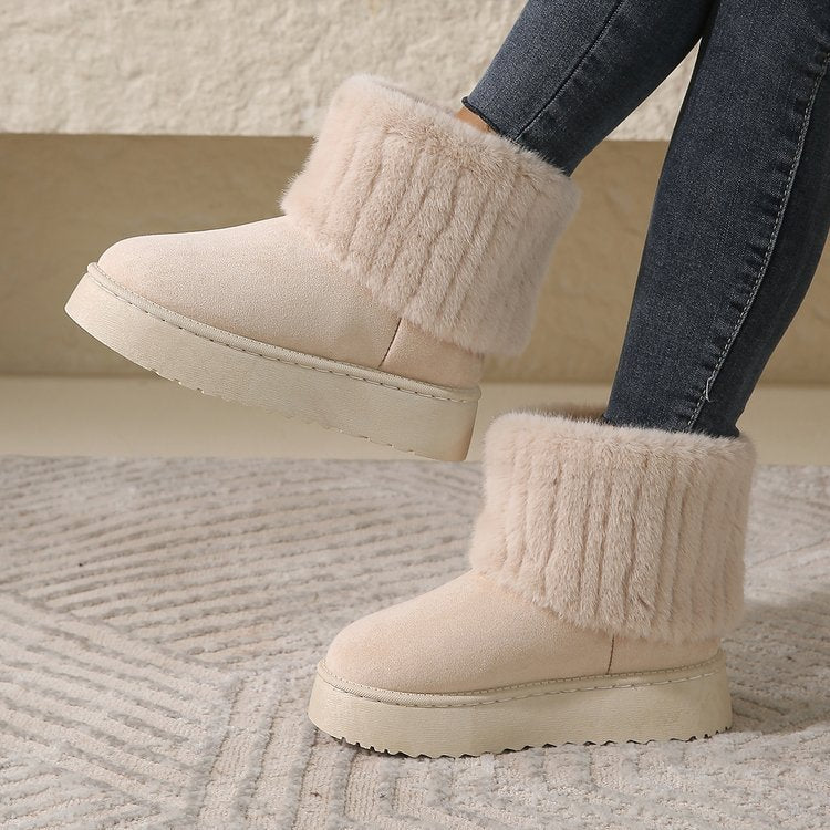 Plush Snow Boots – Thick-Soled Winter Warm Short Shoes