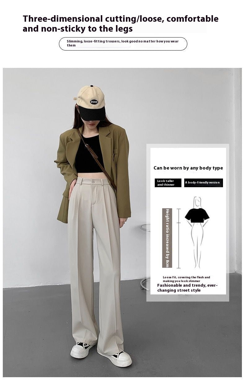High-Grade Wide Leg Suit Pants – Loose High Waist Straight-Leg