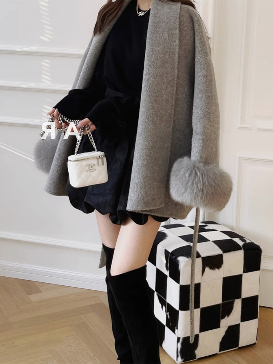 Fox Fur Cashmere Coat – Double-Sided Design