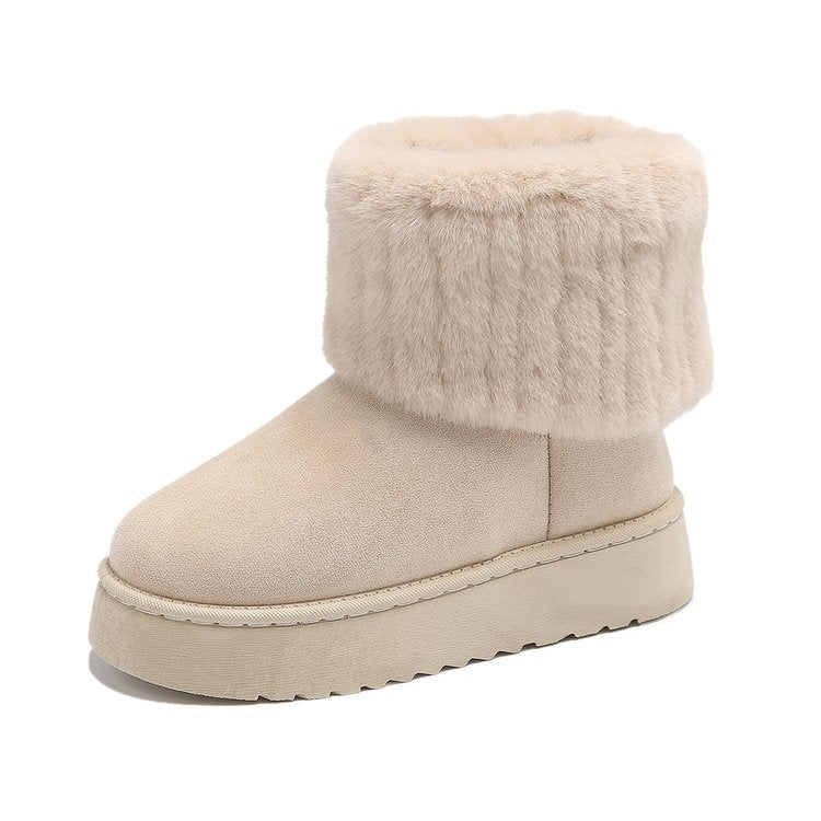 Plush Snow Boots – Thick-Soled Winter Warm Short Shoes