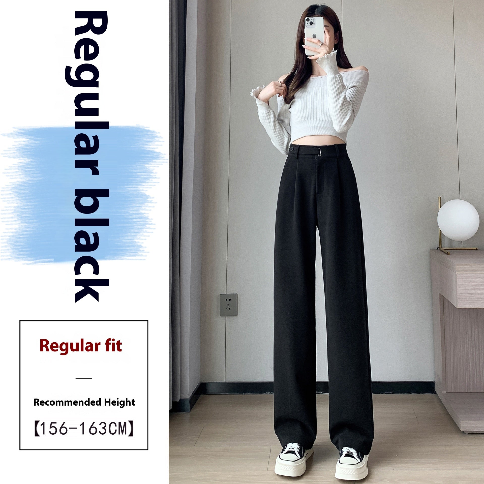 women wool straight leg pants loose casual trousers