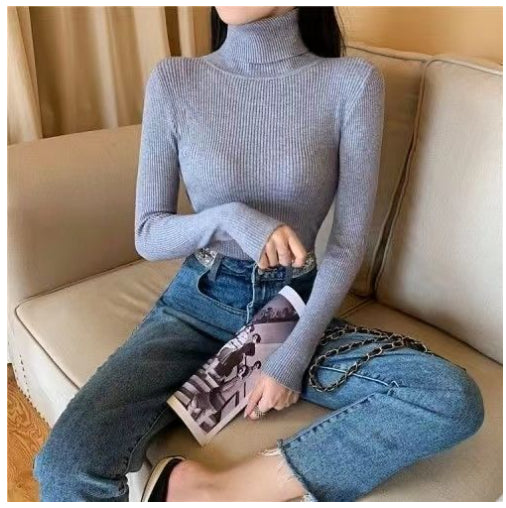 women high neck sweater knitted pullover top