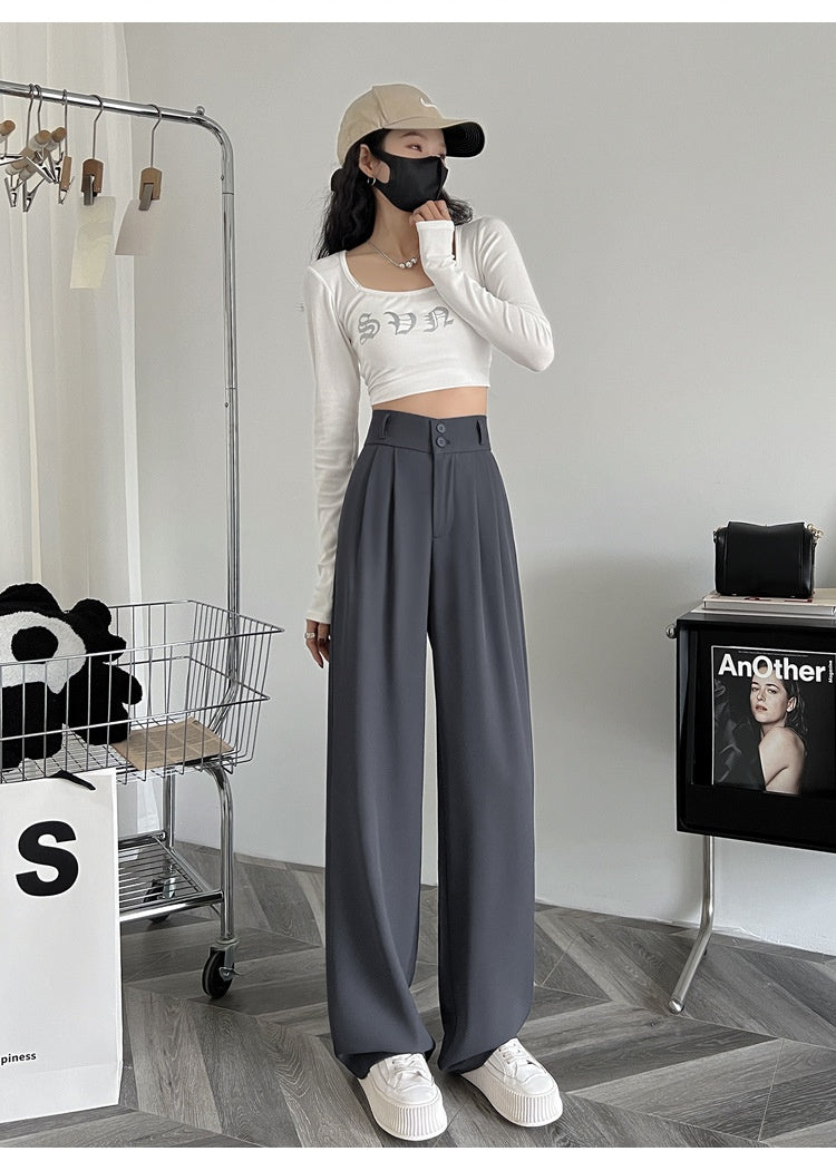 women wide leg suit pants high waist loose trousers