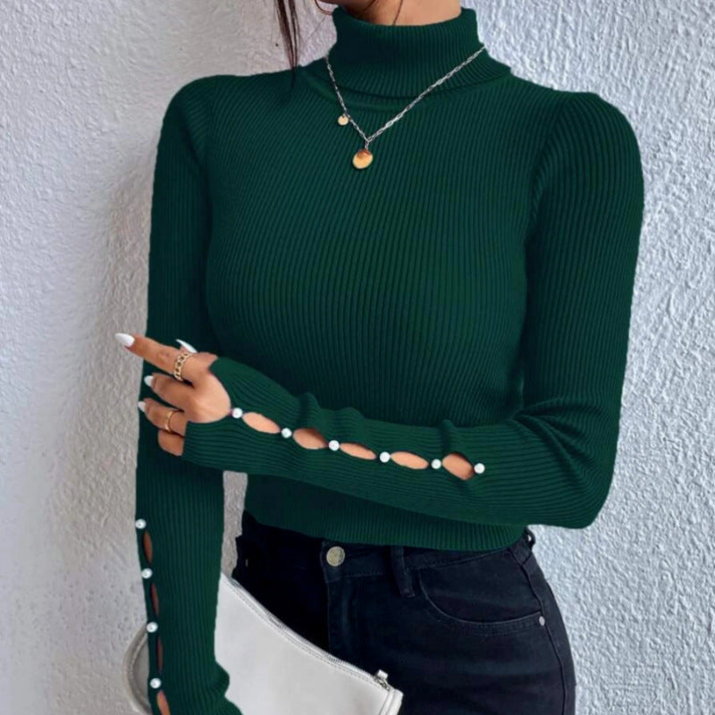 women half turtleneck sweater slim fit knit top