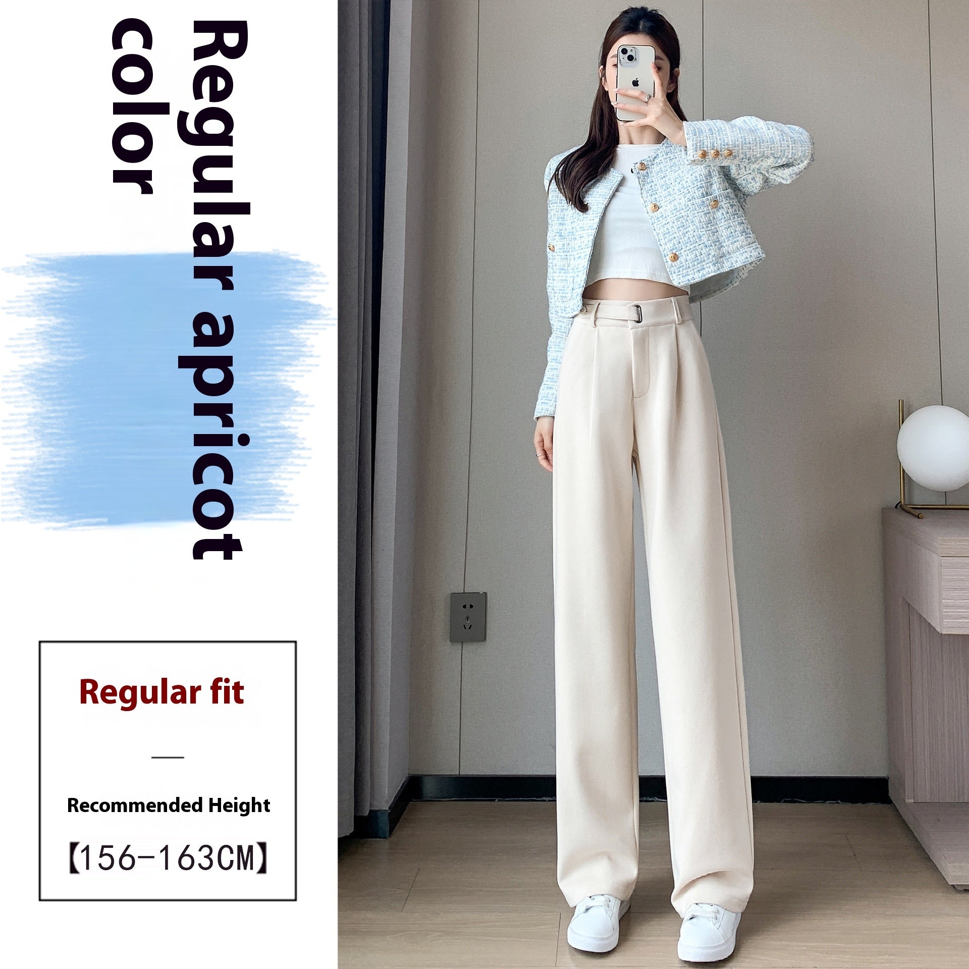 women wool straight leg pants loose casual trousers
