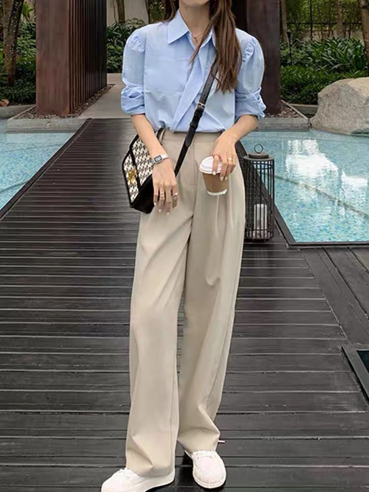 High-Grade Wide Leg Suit Pants – Loose High Waist Straight-Leg