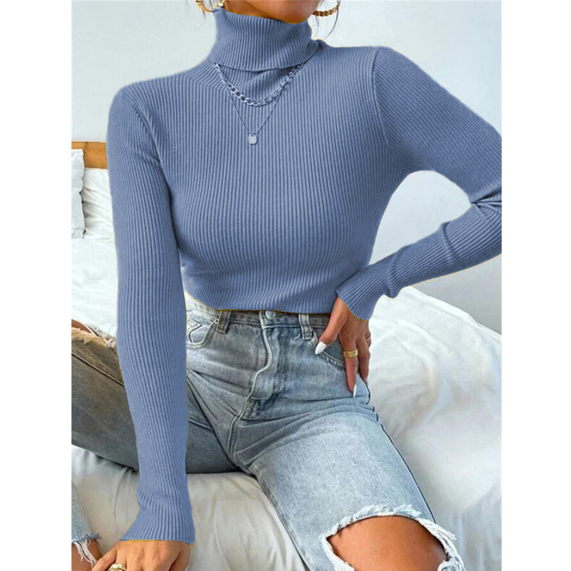 women high neck sweater knitted pullover top